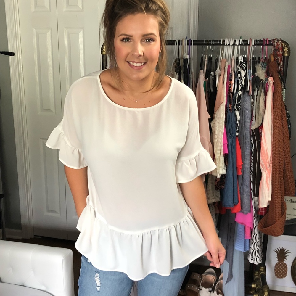 Gibson Bell Sleeve Peplum Top Medium